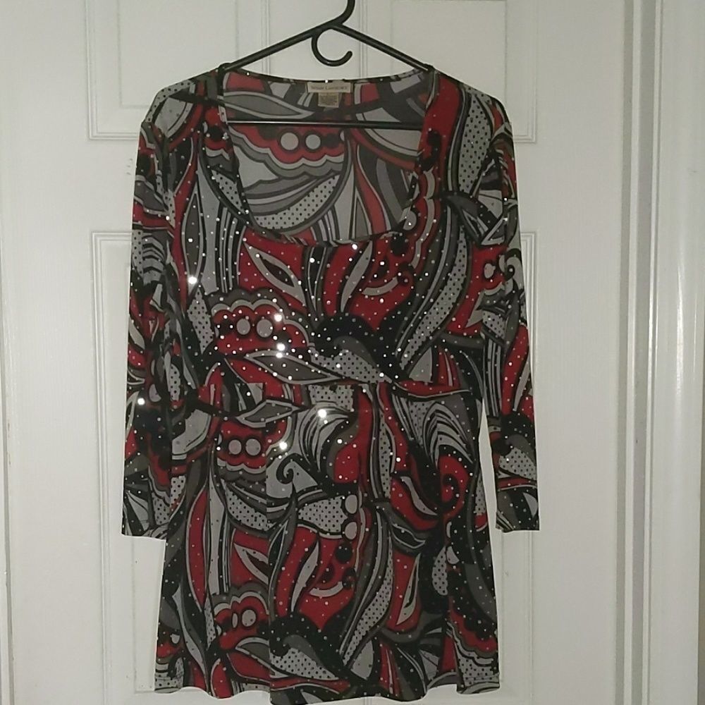 Susan  Lawrence  multi color sequin   top Sz L